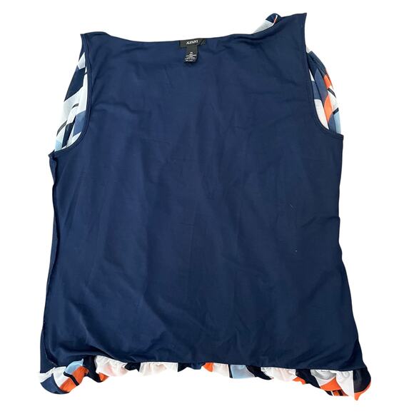 ALFANI KIMONO SLV RND NECK BLOUSON HEMLINE BLOUSE, WOMENS, XL, GREY BLUE ORANGE - Picture 8 of 11